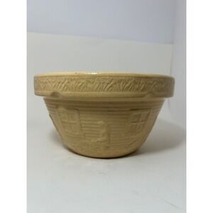 Vintage RRP co USA Yellow Stoneware Mixing Bowl Picket Fence Embossed 9 inch